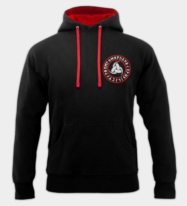 Odens trefaldiga horn broderad hoodie