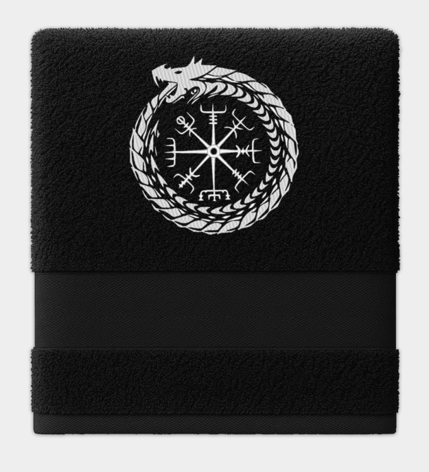Midgårdsormen broderad handduk