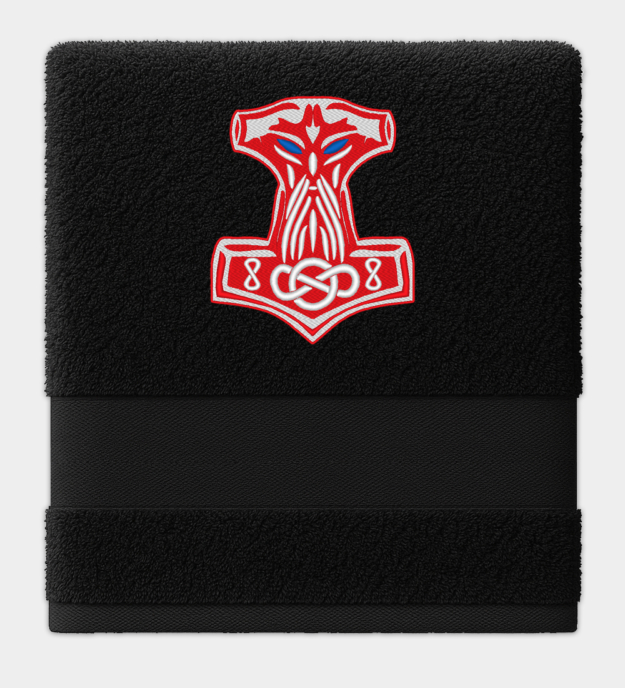 Tors hammare Mjölner broderad handduk