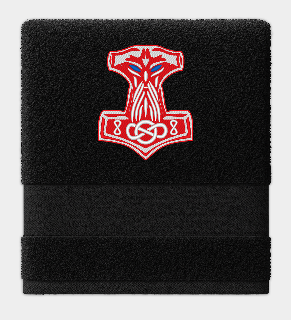 Tors hammare Mjölner broderad handduk Tors hammare Mjölner broderad handduk