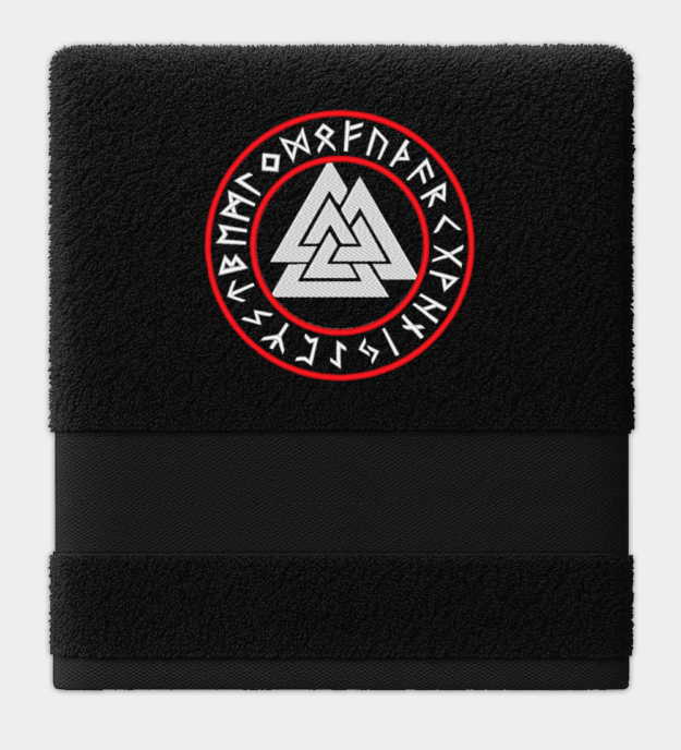 Valknut runcirkel broderad handduk