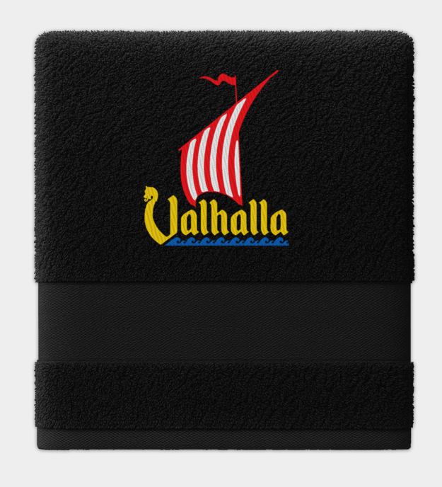 Vikingadrakskepp broderad handduk